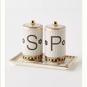 Anthropologie Bistro Tile Salt & Pepper Shakers